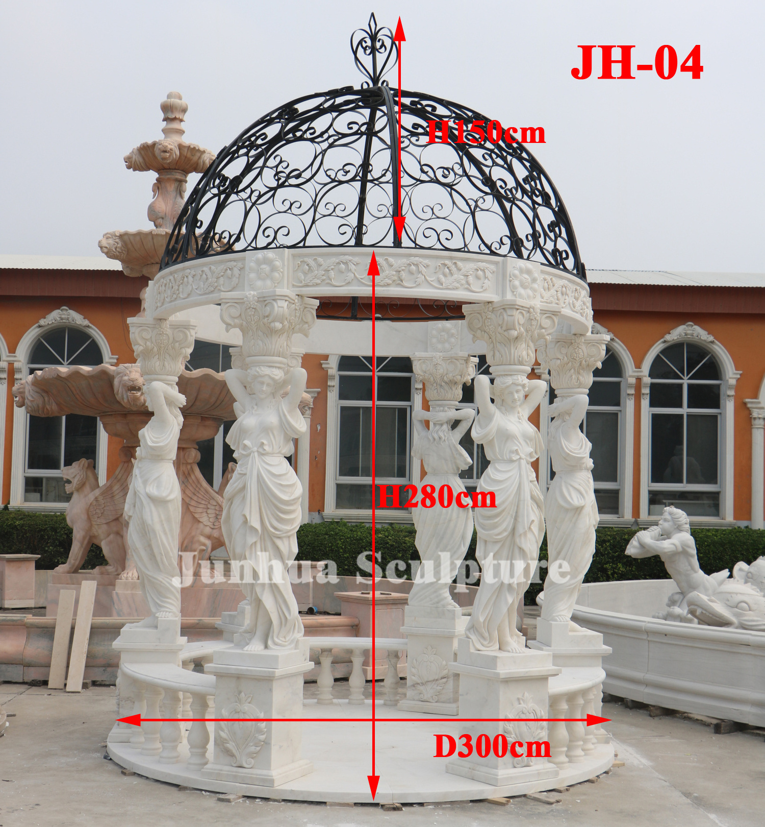 Luxury Large Greek White Modern Stone Marble Figure Garden Outdoor Gazebo With Figure