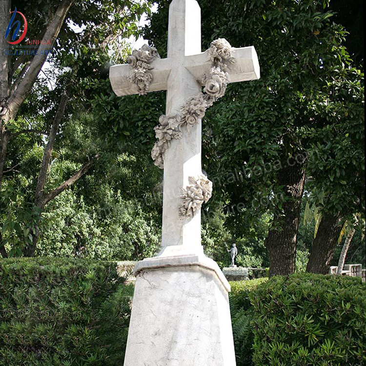 Natural Granite Cross Headstone Tombstone For Sale