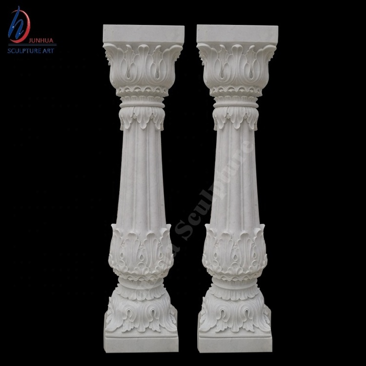 Elegant White Marble Square Gate Pillar Design For Sale