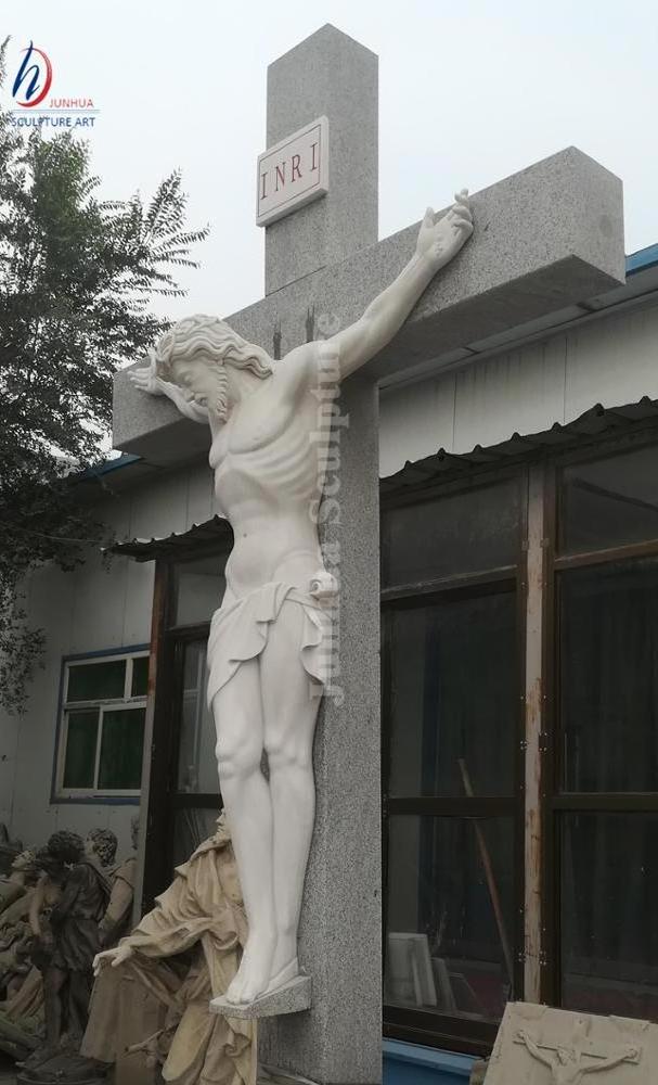 White marble Crucifix sculpture Jesus on cross statue