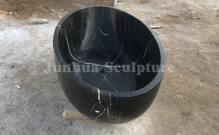 Factory sale Handmade Indoor Classic Solid Black Marble Natural Stone Bathtub With White Veins cheap