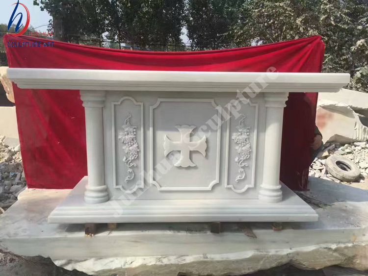 Customized White Marble Altar Table Religious Church Altar