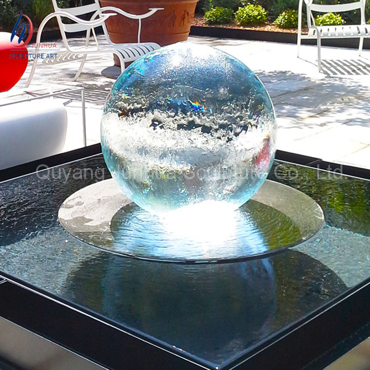 Glass Ball Water Fountain With Stainless Steel Base Water Fountain