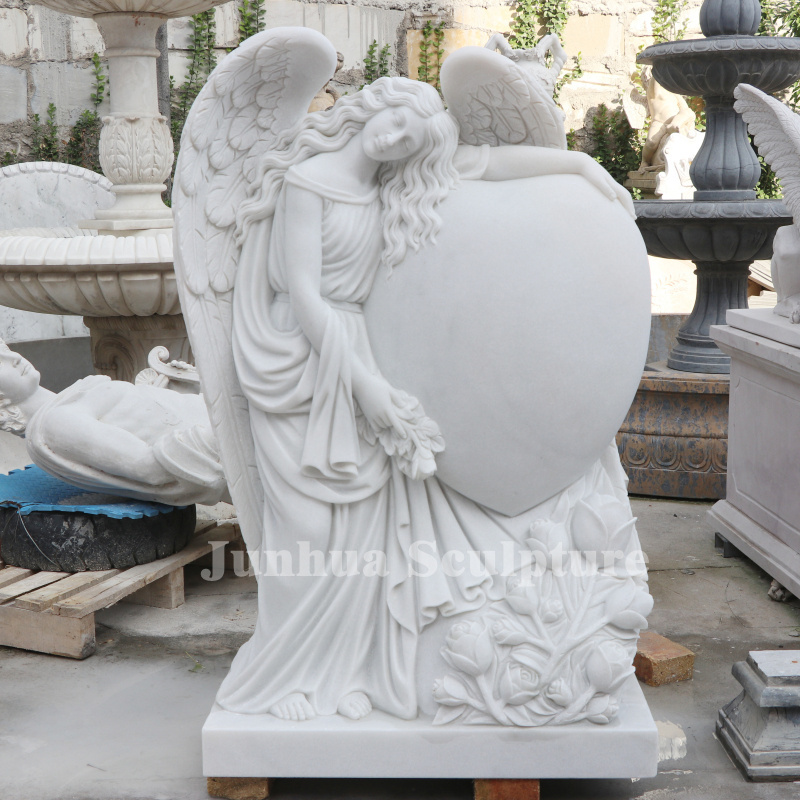 Hand Carved Natural White Marble Angel Tombstone and Monument Wholesale