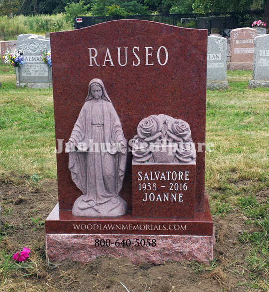 Cheap cemetery single hear shaped pink granite headstone wholesale