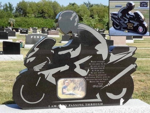 Customized cemetery black granite motorcycle headstone cheap price