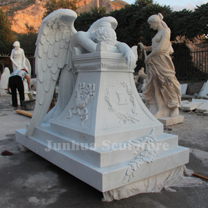 Hand carved cheap white marble weeping angel monument tombstone price