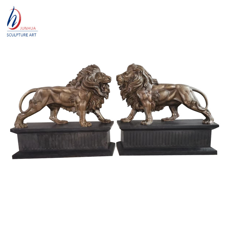 Large Outdoor Metal Bronze Squat Lion Sculptures For Sale