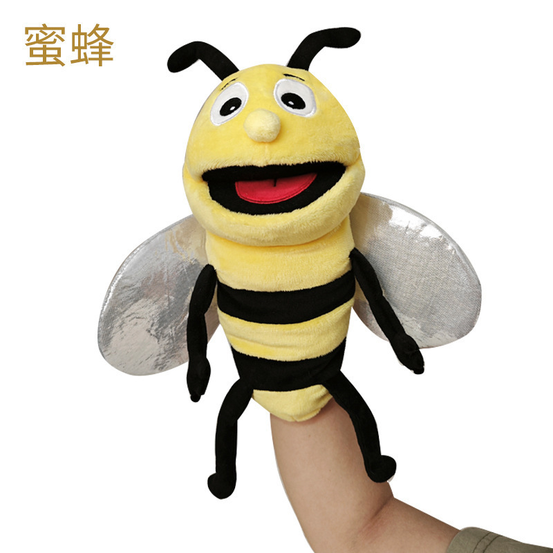 QH Wholesale Custom 40cm Cartoon Insects Series Plush Hand Puppets Stuffed Animal Soft Bee Ant Ladybird Plush Educational Toy