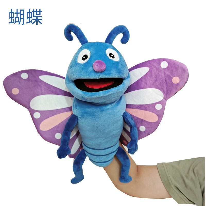 QH Personalization Moveable Mouth Hand Puppet Stuffed Animal Insect Plush Hand Puppet Kids Storytelling Cartoon Toys