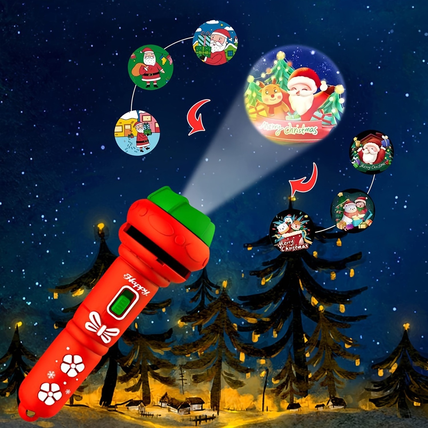 QY  New children's projection flashlight 24 patterns puzzle early education Christmas gifts to soothe baby toys