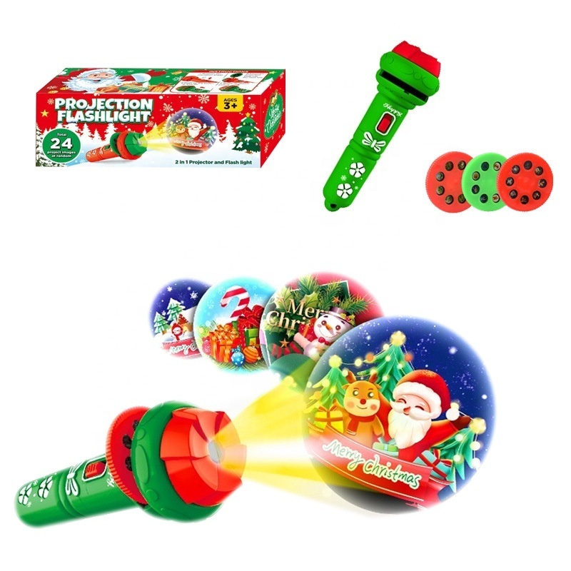 QY  New children's projection flashlight 24 patterns puzzle early education Christmas gifts to soothe baby toys