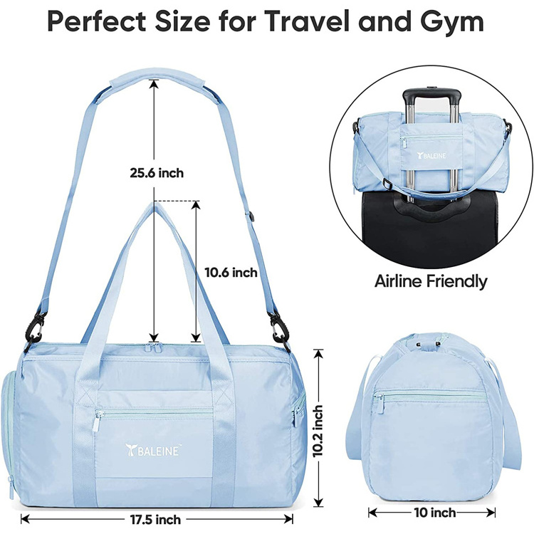 Eco-friendly Lightweight Waterproof Foldable Large Capacity Travel Duffel Bag Inner Pocket For Women Men gym swim Sports bag