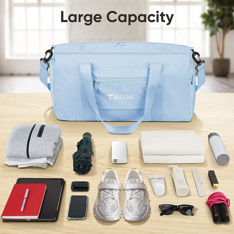 Eco-friendly Lightweight Waterproof Foldable Large Capacity Travel Duffel Bag Inner Pocket For Women Men gym swim Sports bag