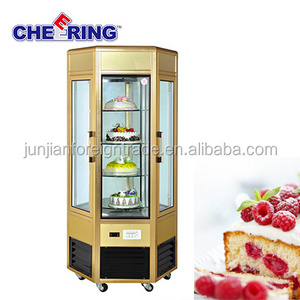 Cake showcase single temperature type luxury six-side aluminium alloy vertical cake display freezer with CE