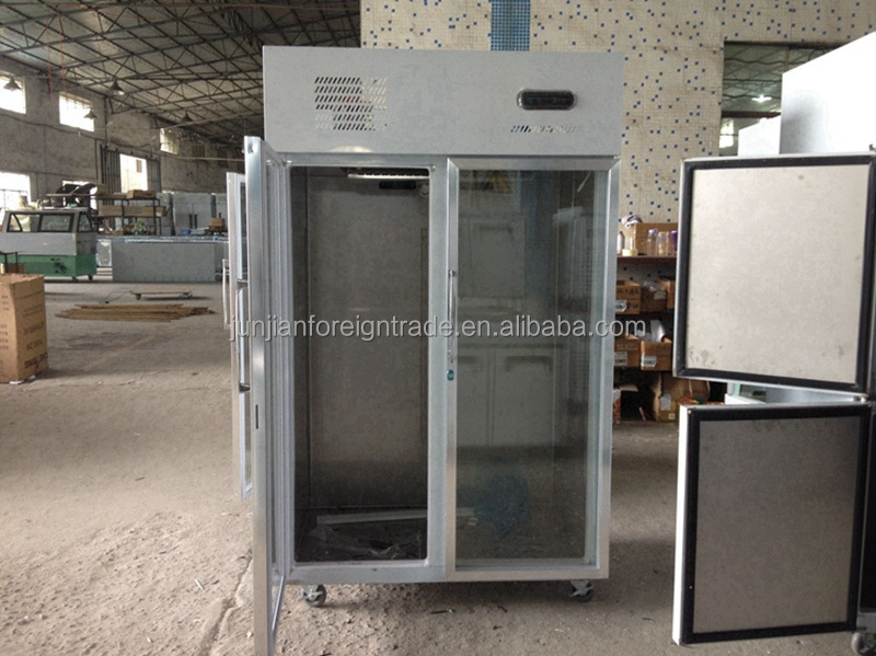 1590L guangzhou manufacturer air-cooled display vertical commercial glass freezer 3 door