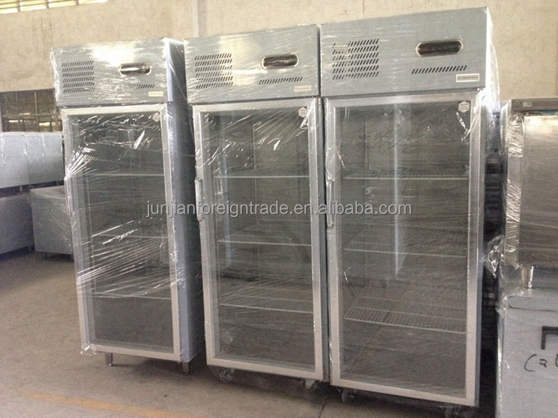 1590L guangzhou manufacturer air-cooled display vertical commercial glass freezer 3 door