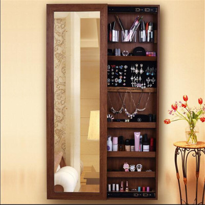 china supplier wood bedroom furniture wooden wall hanging sliding door jewelry cabinet with door mirror