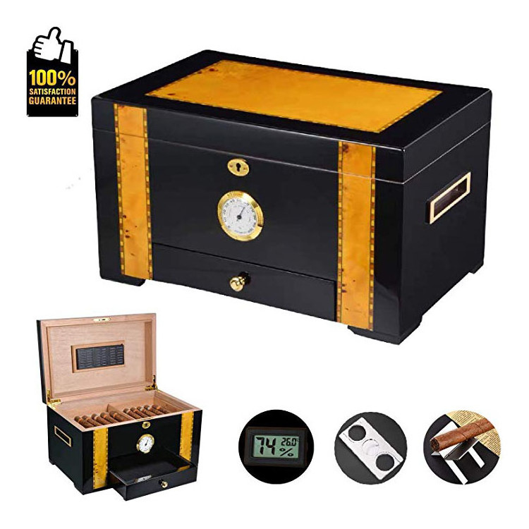 Front Mounted Hygrometer And Humidifier Desktop Cigar Humidor