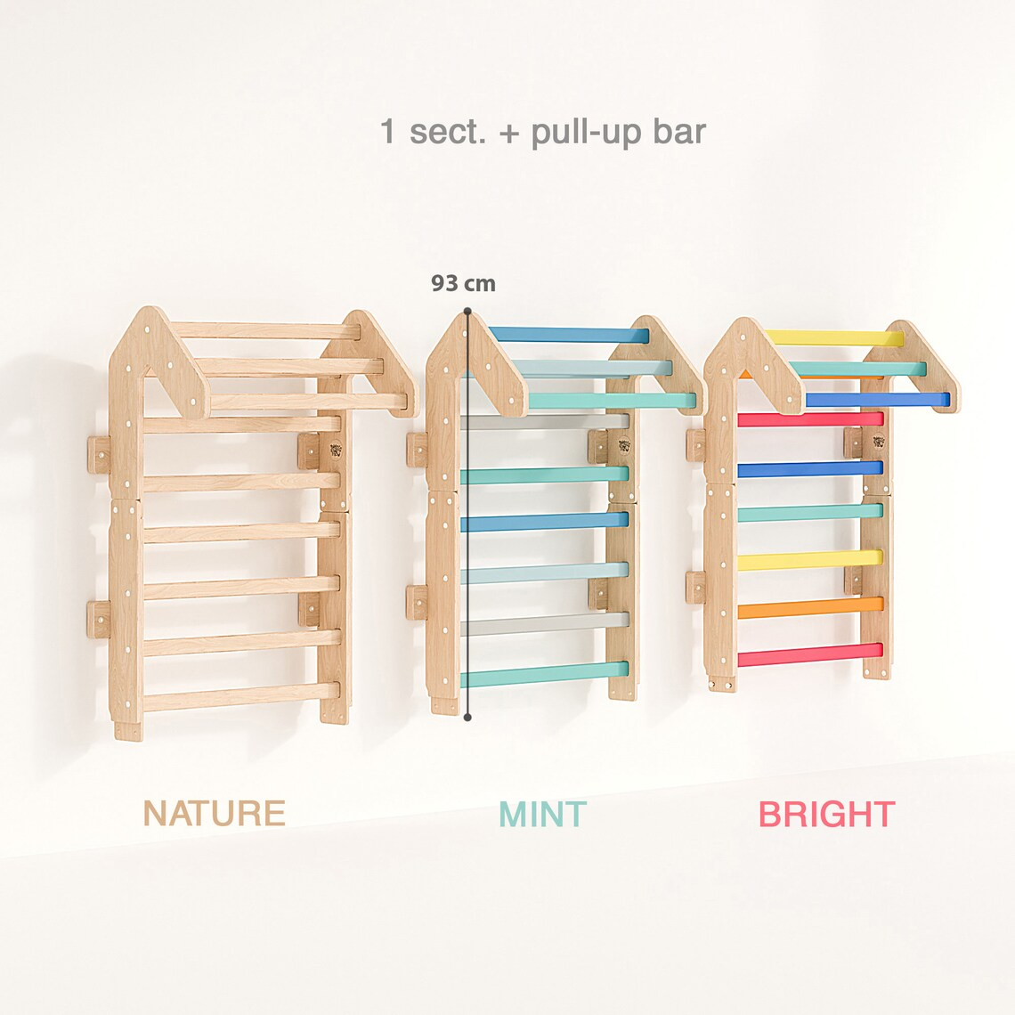 Indoor Montessori Climber Wood Ladder Playground Wood Wall mounted Climbing Bar Toddler Wood Gym Climbing Frame