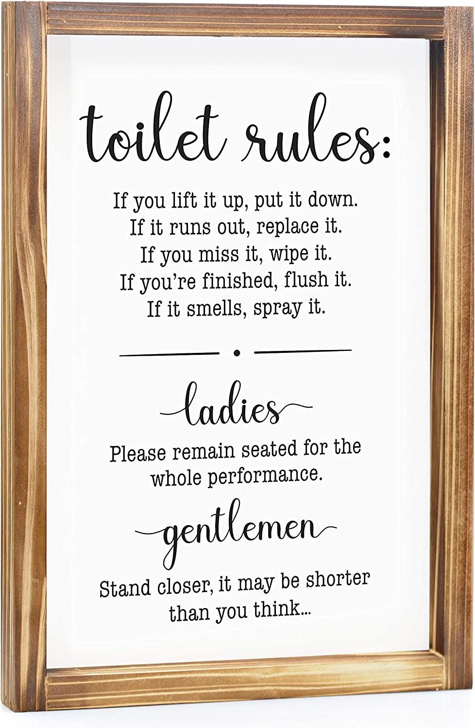 JUNJI Toilet Rules Bathroom Sign Rustic Bathroom Rules Sign Guest Bathroom Wall Decor