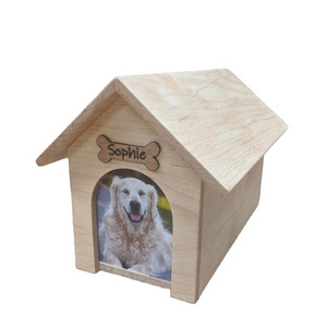 JUNJI Wooden Pet Ash Urn Doghouse Pet Cremation Urns Wholesale Paw Prints Wood Cheap and Best Wooden Pet Window Frame Urns 200