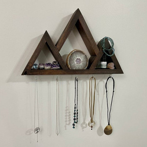 Entryway wall shelf wooden Wall Wooden Mountain Shelf Organizer Key Holder Large Mountain Coat Rack and Key Organizer