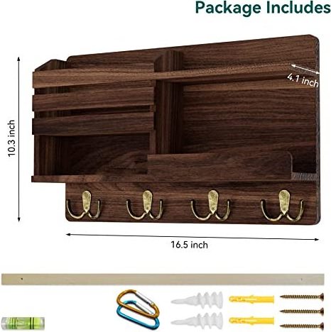 JUNJI  Home Organizer Wood Rack Wall Mount for Purse Coat Dog Leash Hanger Wallet Sunglasses Storage