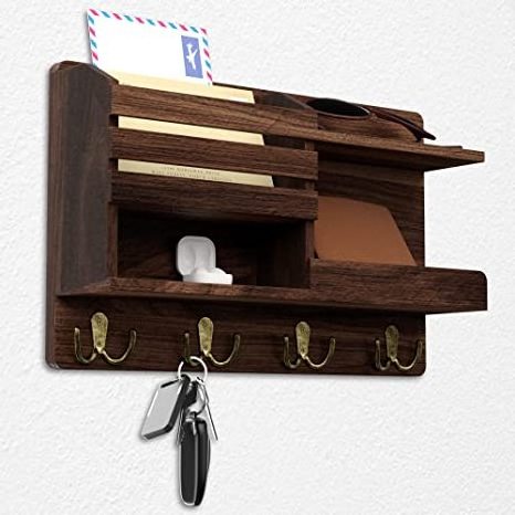 JUNJI  Home Organizer Wood Rack Wall Mount for Purse Coat Dog Leash Hanger Wallet Sunglasses Storage