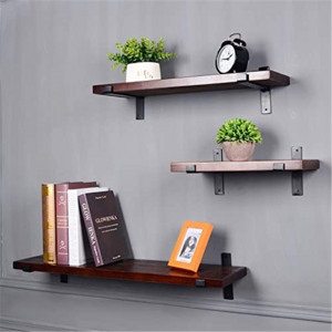 Wood Clapboard Wall Shelf Living Room Storage Floating Shelf Wall Rack Set of 3 Decorative Wall Mounted Shelf