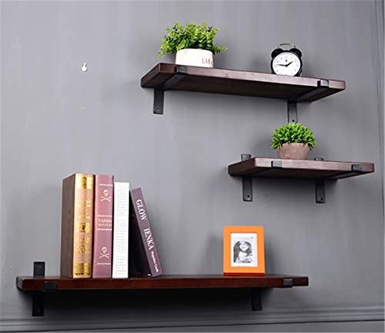 Wood Clapboard Wall Shelf Living Room Storage Floating Shelf Wall Rack Set of 3 Decorative Wall Mounted Shelf