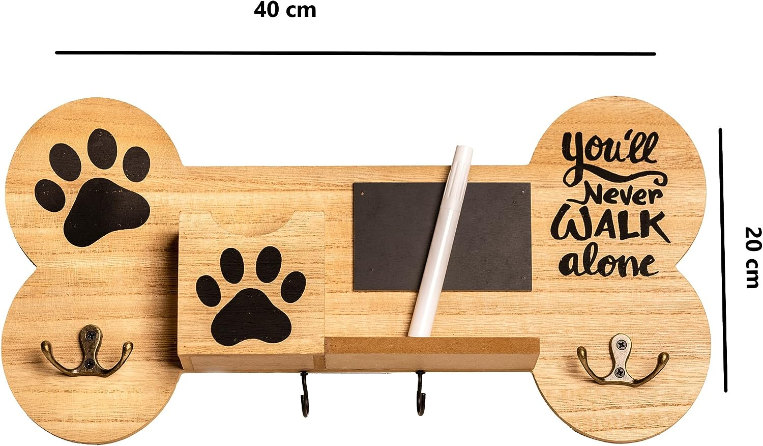 Wood Wall Shelf with 6 Hooks Ideal for Wood Wall Mount Dog Leash Holder Home Decor Wood Dog Poop Bag Holder Coat Rack