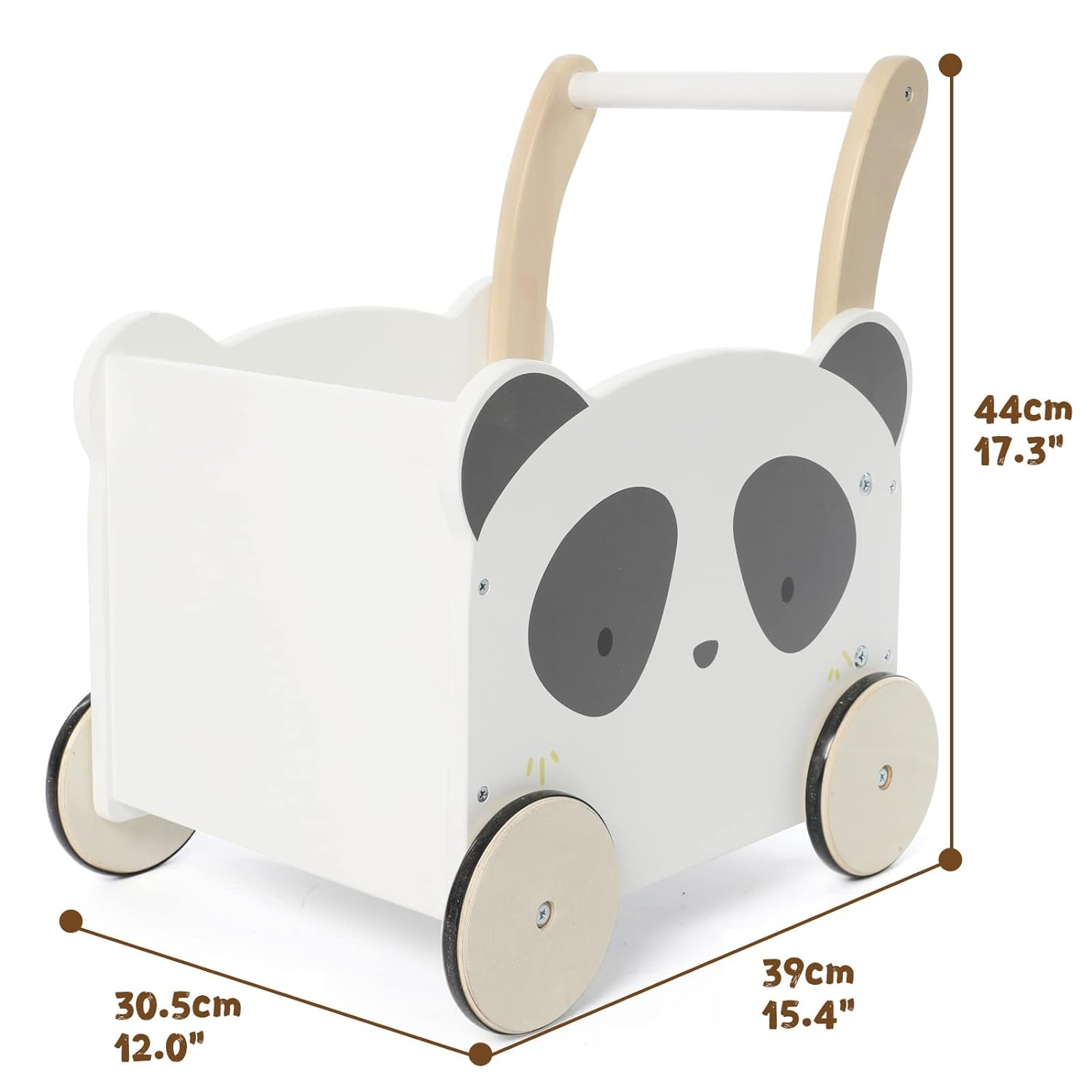 Baby Shower Gift 2-in-1 Toddler Push & Pull Toys Learning Walker Stroller Walker with Wheels Panda Wooden Baby Push Walker