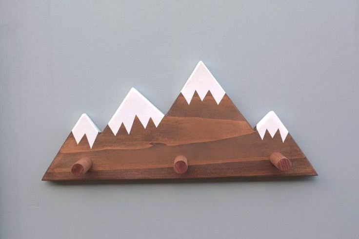 JUNJI Mountain Peak Wall hooks Woodland Nursery Decor  Rustic Wood Decor Mountain Wall Hook