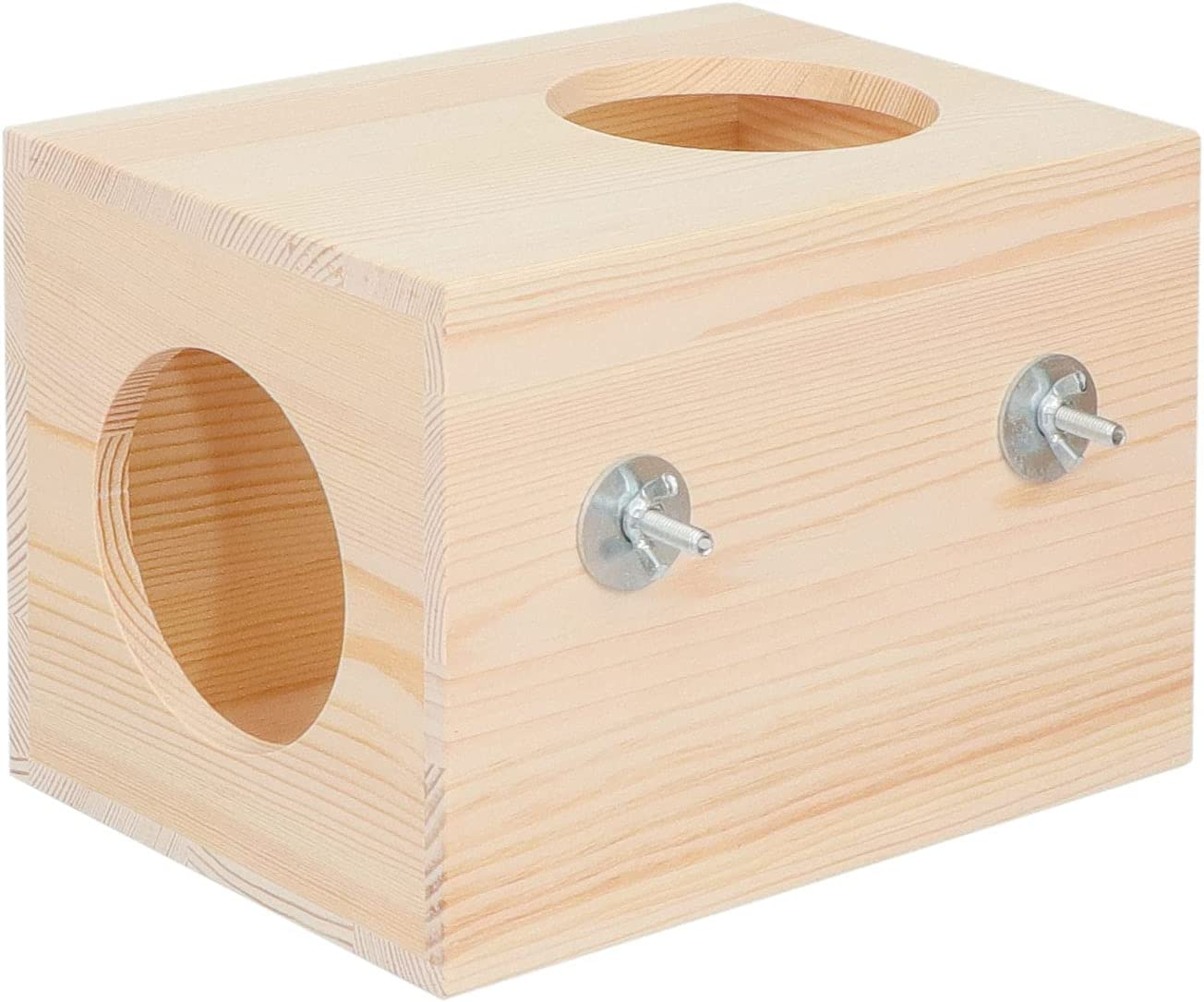 JUNJI Wood Pet Hut Hideout Natural Wooden Small Animal Hideout for Hamster Squirrel