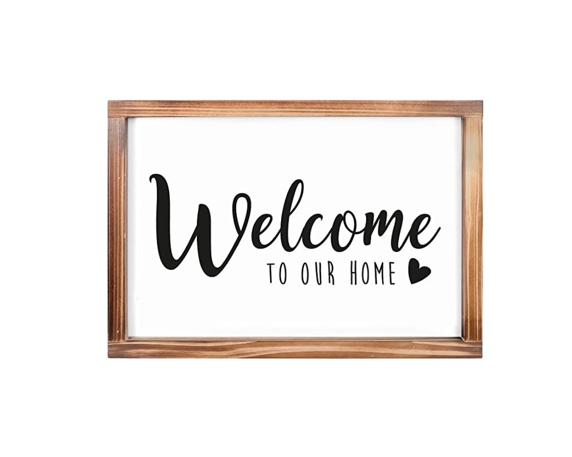 JUNJI Welcome to Our Home Sign Rustic Farmhouse Decor for the Home Sign Wall Decorations for Living Room wall sign