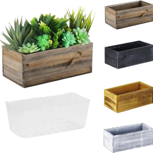 Wood Natural Brown Wood Rectangle Planter Box with Removable Plastic Liner  Creative Pot Storage Flower Basket