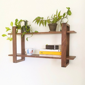 Doppelbord Shelves Long Floating Wall Shelves for plants, books art display.Solid, handmade hardwood shelf