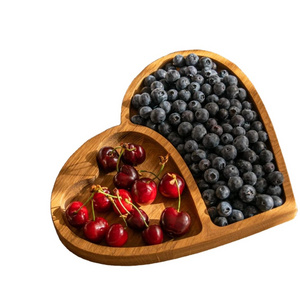 JUNJI  Wood heart shape plates Wooden serving tray for food Natural serving dish for snacks Cheese Charcuterie Boards