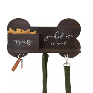 Personalized Wooden Dog Leash and Treat Holder with Hooks for Wall Shelf Home Decor Wood Dog Shelf Wood Dog Gift