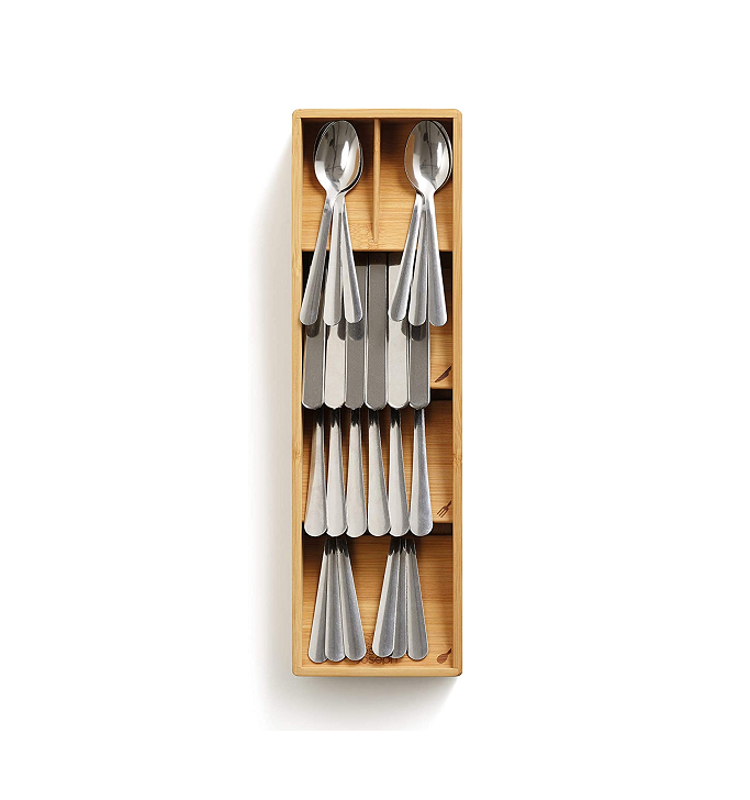 Kitchen Bamboo Drawer Compact Utensil Organizer for Kitchen Drawer Silverware Wholesale Wood Flatware Tray