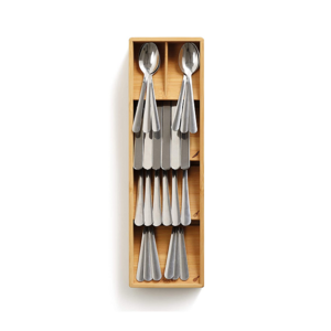 Kitchen Bamboo Drawer Compact Utensil Organizer for Kitchen Drawer Silverware Wholesale Wood Flatware Tray