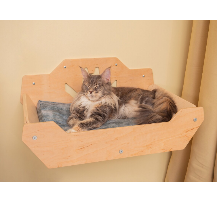 Cozy couch wood shelf for large cat breeds solid wood cat lounge & hammock indoor wall mounted wood cat bed