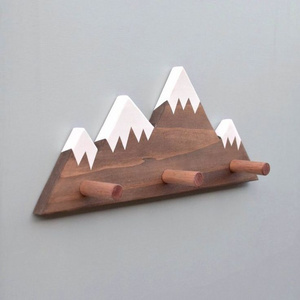 JUNJI Mountain Peak Wall hooks Woodland Nursery Decor  Rustic Wood Decor Mountain Wall Hook