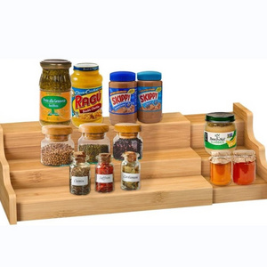 JUNJI Eco-Friendly Seasoning or Cosmetics Organizer 3-Tier Spice Shelf Space Saving Cookery Bamboo Spice Rack Organizer