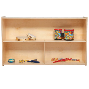 JUNJI  Wood Designs Contender 3-Section Classroom Storage Cabinet with 2 Shelf Organizing Toys  wooden rack