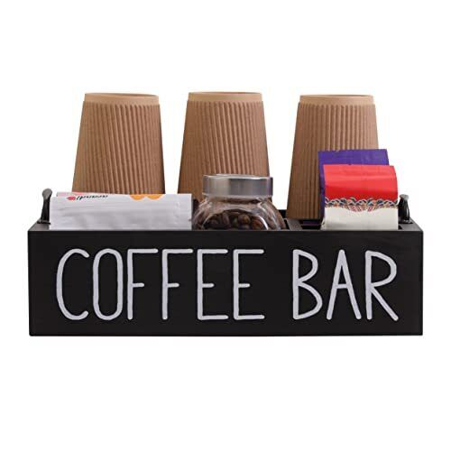 JUNJI Coffee Station Wood Coffee Bar Accessories for Counter Farmhouse K-cup Coffee Pod Holder Storage Basket