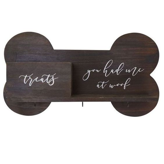 Personalized Wooden Dog Leash and Treat Holder with Hooks for Wall Shelf Home Decor Wood Dog Shelf Wood Dog Gift