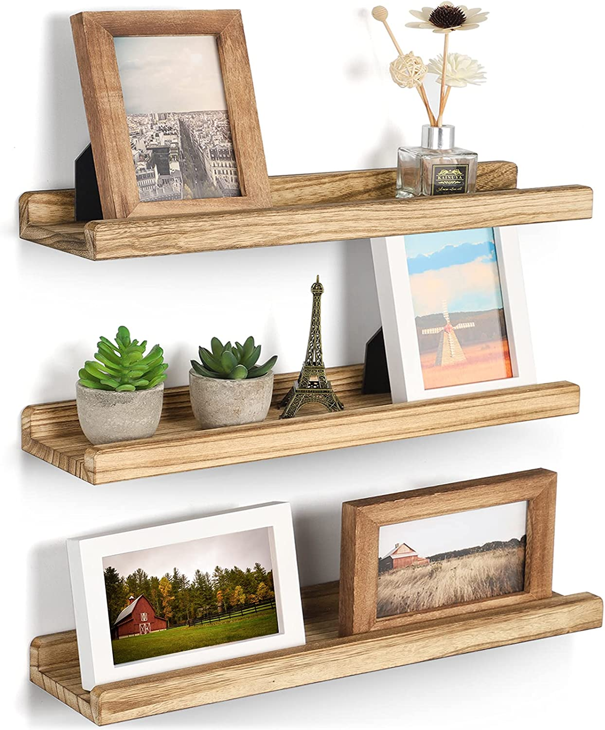 Custom Set of 3 Wooden Floating Shelf Rustic Floating Shelves for Storage and Display Picture