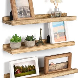 Custom Set of 3 Wooden Floating Shelf Rustic Floating Shelves for Storage and Display Picture